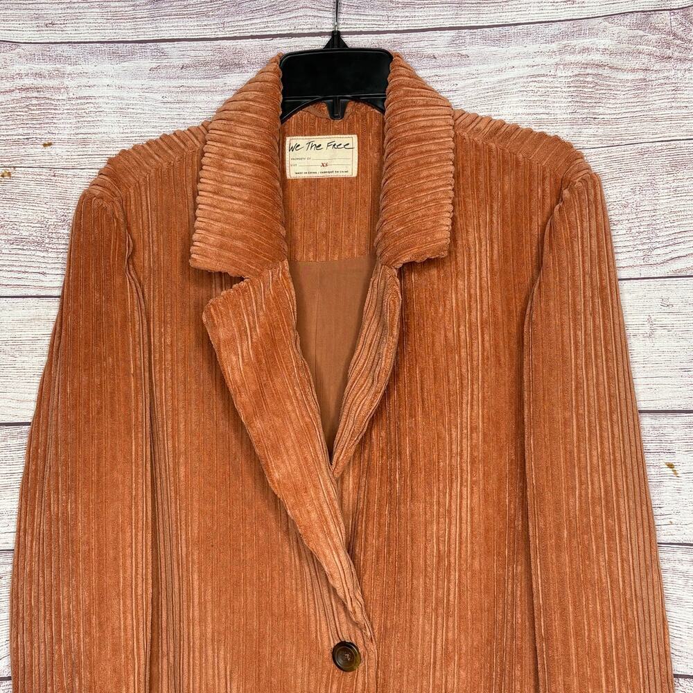 We The Free Everly Cord Blazer Coral Oversized Shacket Lined Blazer Jacket XS - Picture 10 of 10